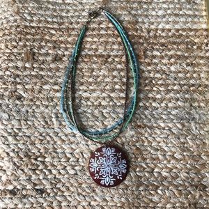 Earthy colors beaded Boho designed charm necklace